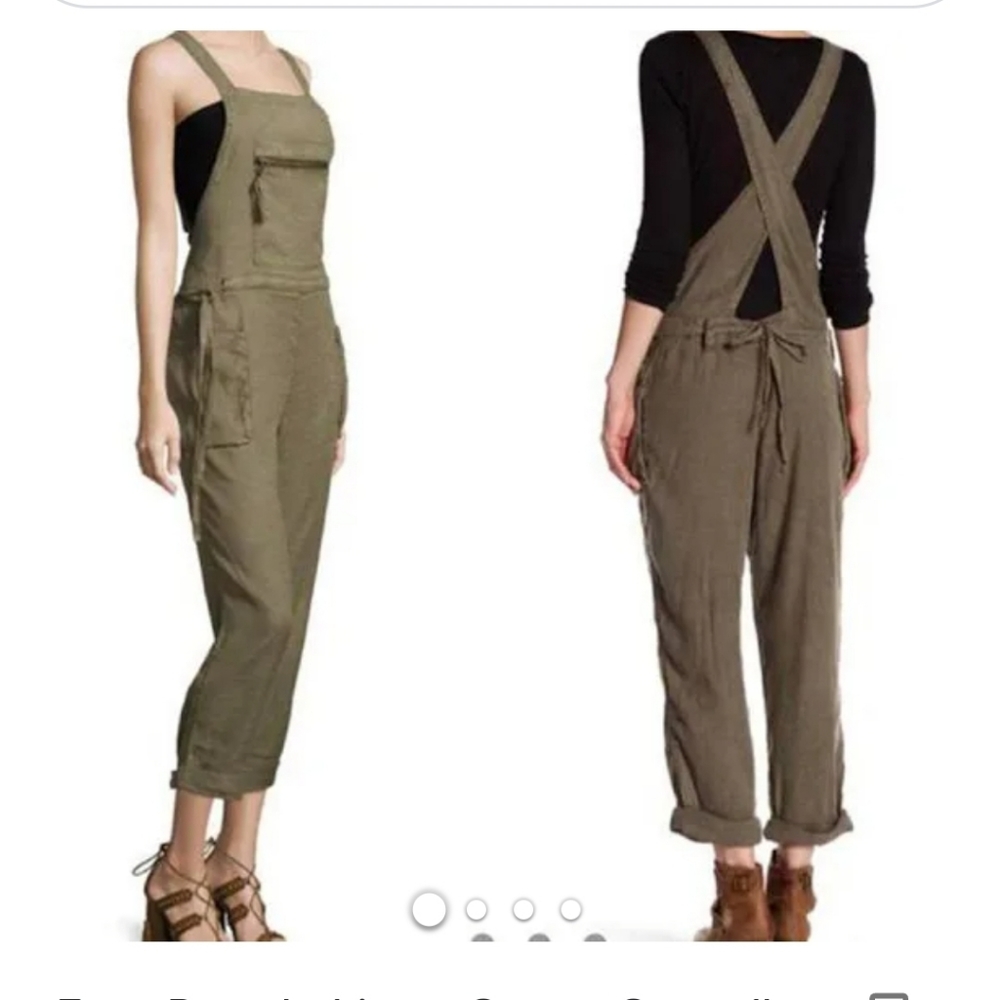 Free People Linen Overalls BLACK